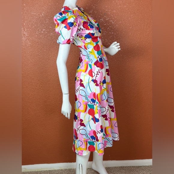 FREE PEOPLE Glamorous Abstract Rainbow Colorful Abstract Print dress Size 6. E51 - Picture 11 of 16